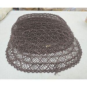 Set of Vintage Town & Country Brown Oval Farmhouse Cottagecore Woven Placemats